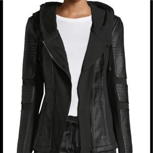 Asymmetrical hooded Terry Moto jacket